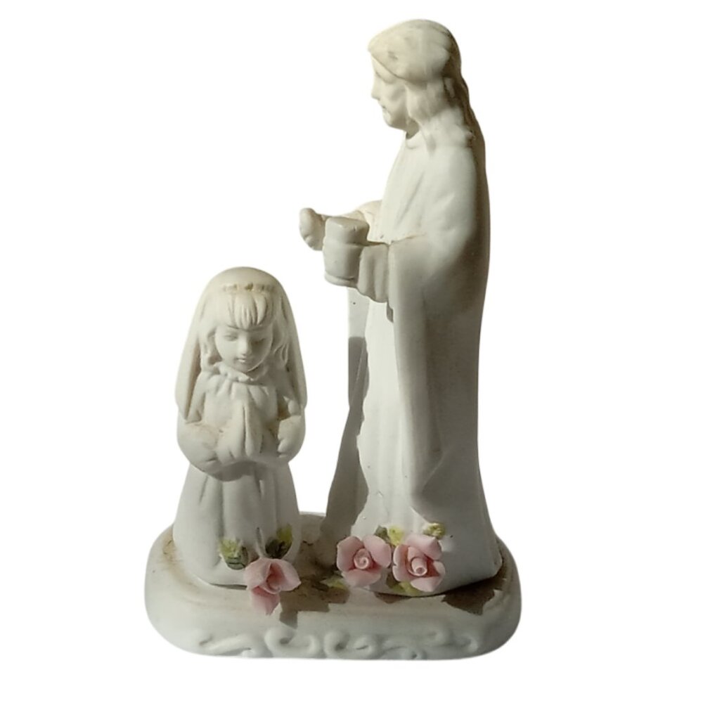 ROMAN Touch of Rose Porcelain Jesus Anointing Girl Figurine